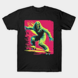 Bigfoot Skating | Funny Retro Bigfoot T-Shirt